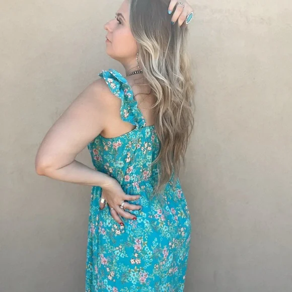 Floral Blue Maxi Dress - Picture 3 of 5